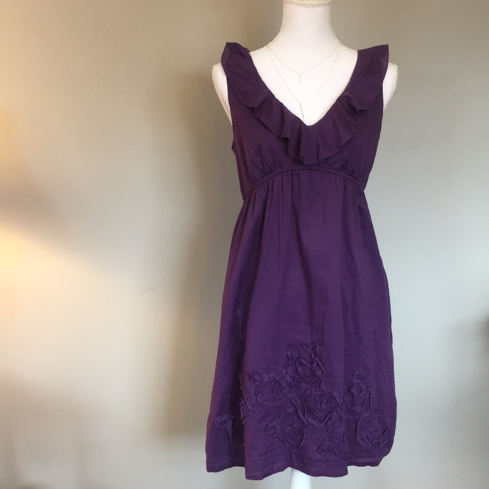 Ann Taylor Loft Flutter Top Appliqué Dress